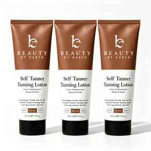3PCS Beauty by Earth Self-Tanning Body Lotion - The best gradual, natural bronzer, moisturizing tanning lotion, vegan, animal-free, and safe for pregnant women.