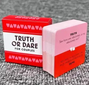 Truth Or Dare Themed Card Game, 1 Box Adult Couples & Family Game Cards, Family Dice Game, Party Tabletop Games Supplies for Indoor & Outdoor, Board Games couple  drinking  game cards game