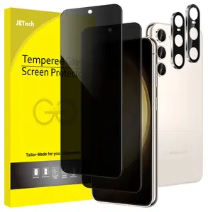 Privacy Screen Protector for Samsung Galaxy S23 5G 6.1-Inch with Camera Lens Protector, Anti-Spy Tempered Glass Film, Fingerprint ID Compatible, 2-Pack Each