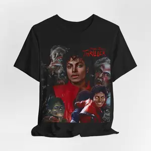[SALE UP TO 50%] Thriller Album Comfort Color T-Shirt, Vintage Pop Album Portrait Graphic Tee, Michael Jackson Style Shirt, Unisex Outfit