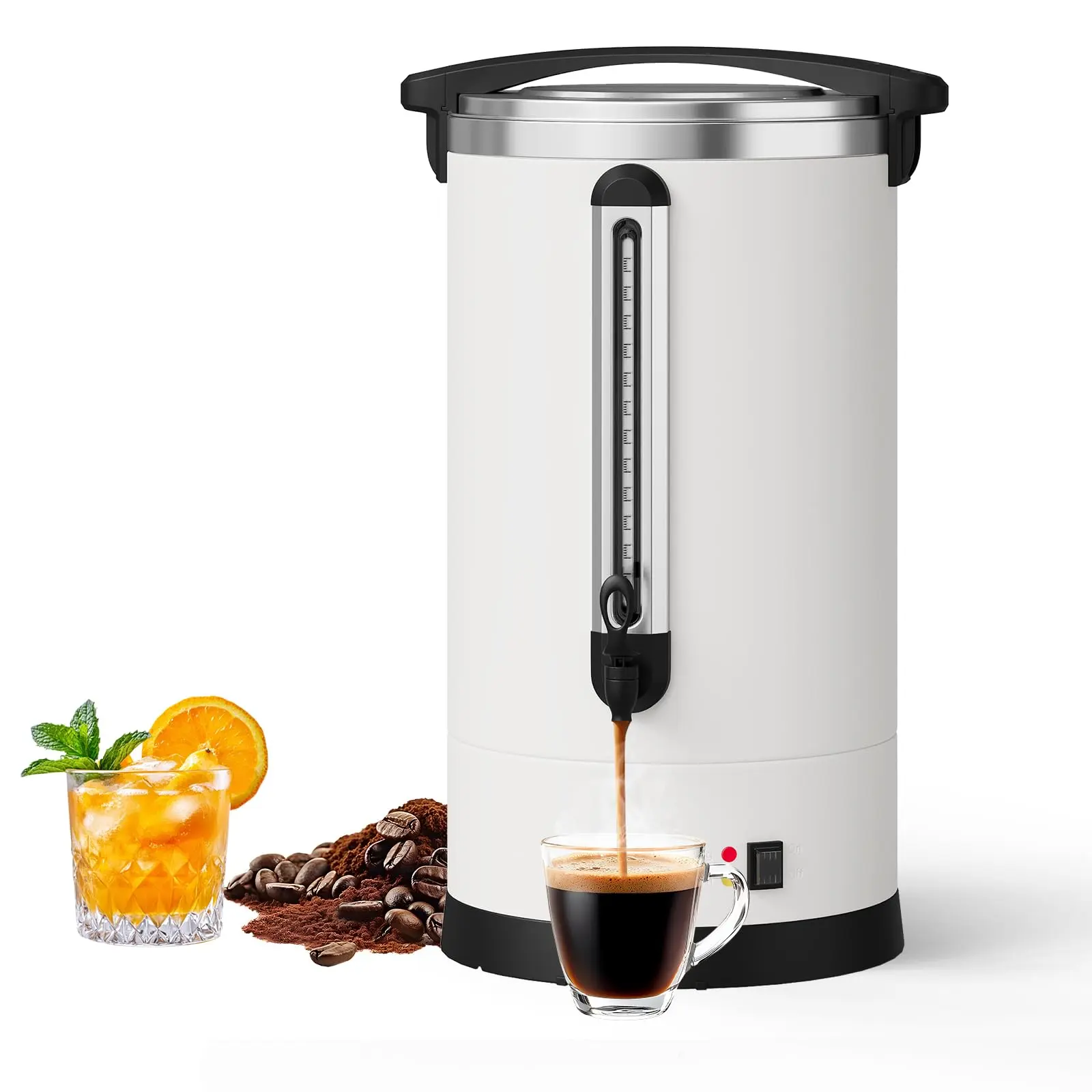 18 L/120 Cups Coffee Urn-4.8 gal Double Wall Commerical Coffee Maker for Buffet Catering Wedding Gathering,Large Capacity Hot Coffee Dispenser, White