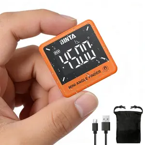 BINTA Digital Angle Finder Magnetic, Rechargeble IP54 Waterproof Dustproof Small Digital Angle Gauge Inclinometer, Portable Backlight Measuring Tool for Woodworking Construction Machinery DIY Orange