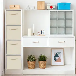 OUTGOODS 12-Pack Collapsible Fabric Storage Cubes with Handles, 11 Inch Foldable Organizer Bins for Shelves, Closet, Nursery & Home Decor (Multiple Colors)