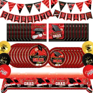 Red Graduation Party Supplies Complete Set for 24 Guests