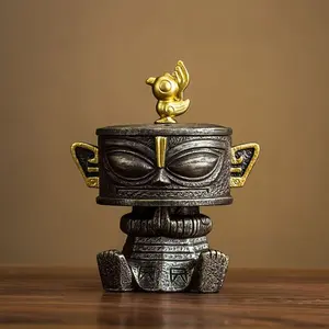 Sanxingdui Cultural Creative Incense Burner, “Looking Eyes” Mask, Bronze Deity Bird Incense Ritual Ornament/Dish, Incense Diffuser, Tourist Souvenir fathersdaygiftideas