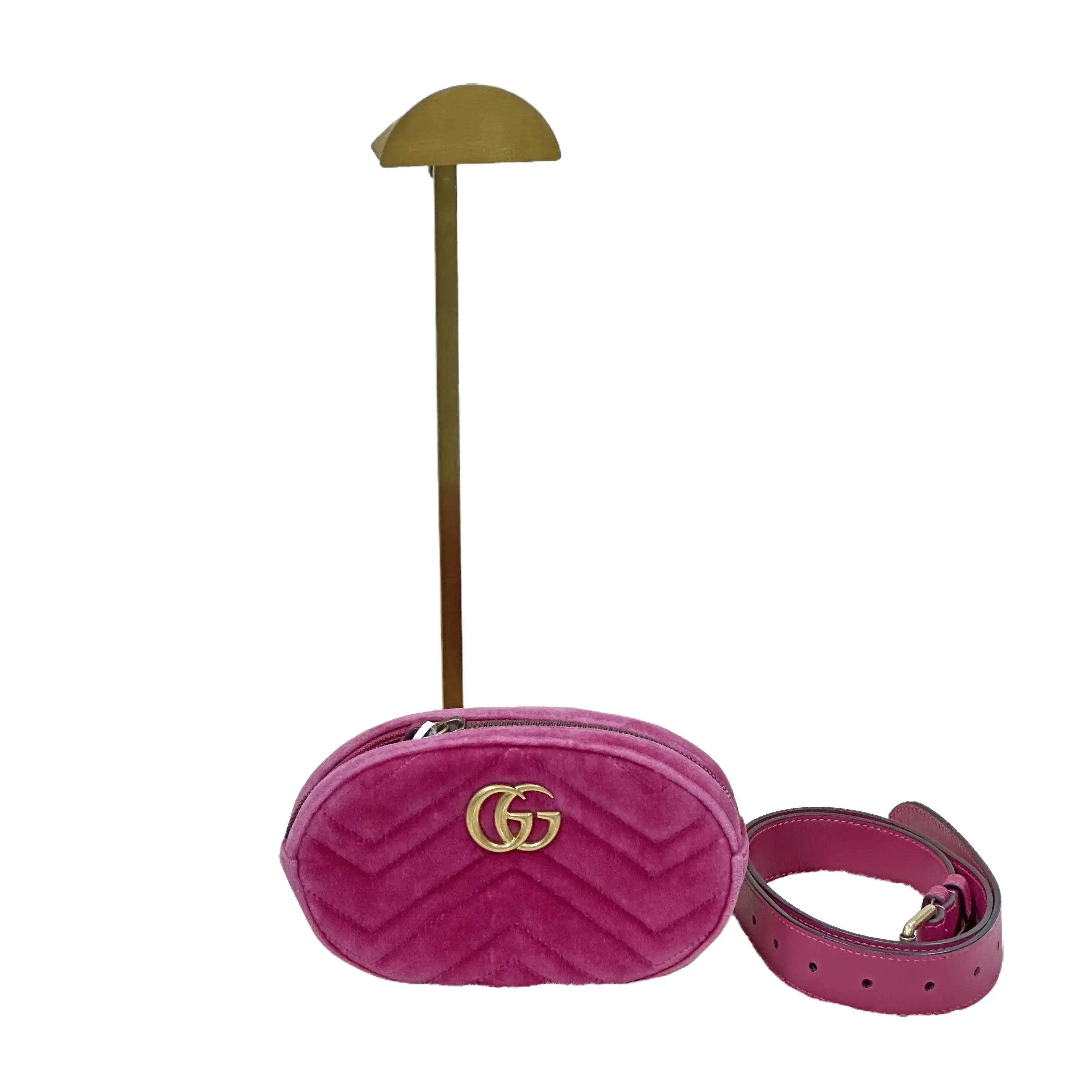 Pre-owned GUCCI Marmont Velvet Belt Bag Purple A101561