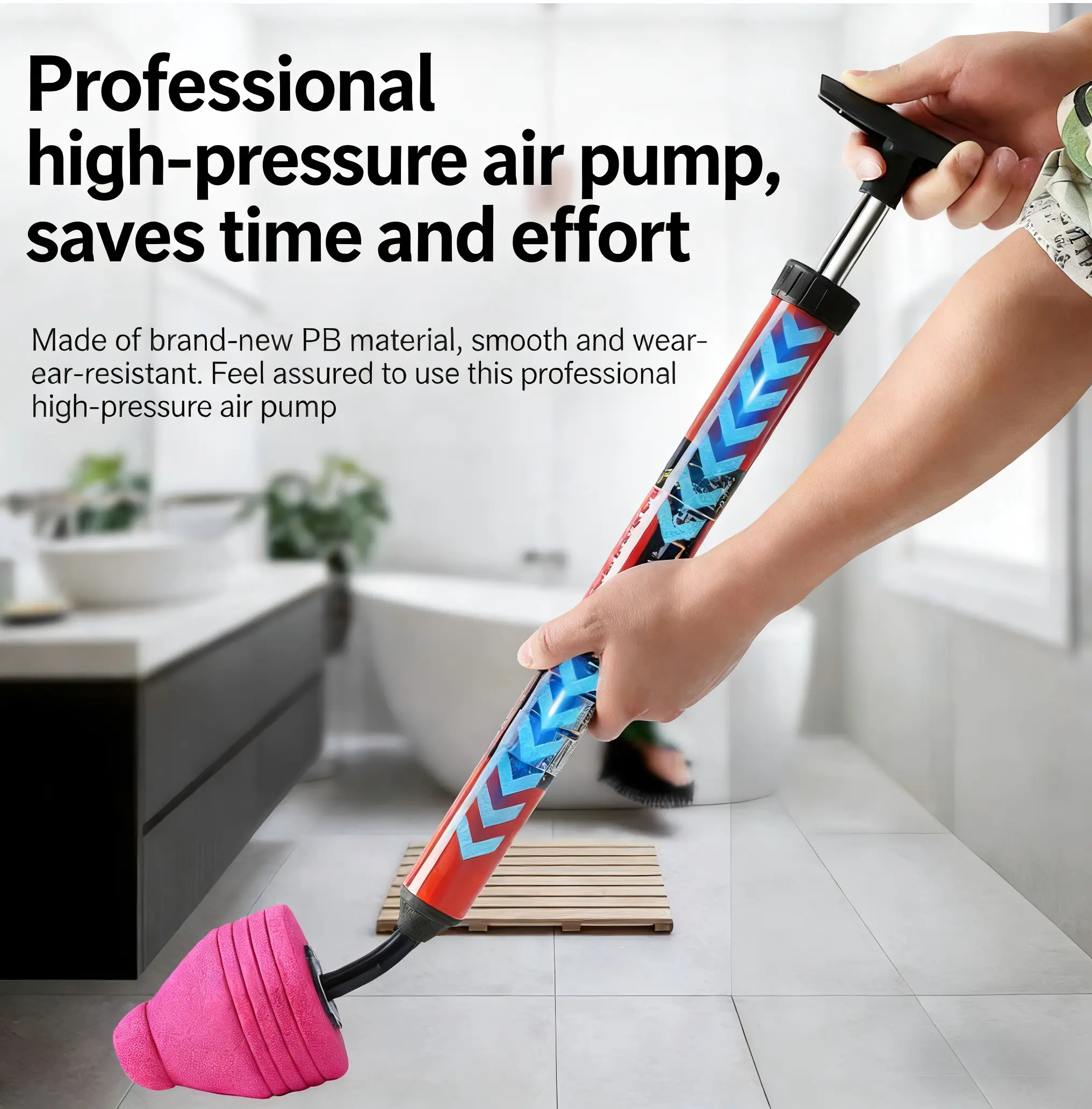 Pneumatic Drain Blaster Plunger with Rubber Hand Pump - 1/2-Pack Powerful Efficient Unclogging Tool, Battery-Free Classic Alternative for Toilet/Kitchen Drains, Lightweight Fits Many Toilets, Removal