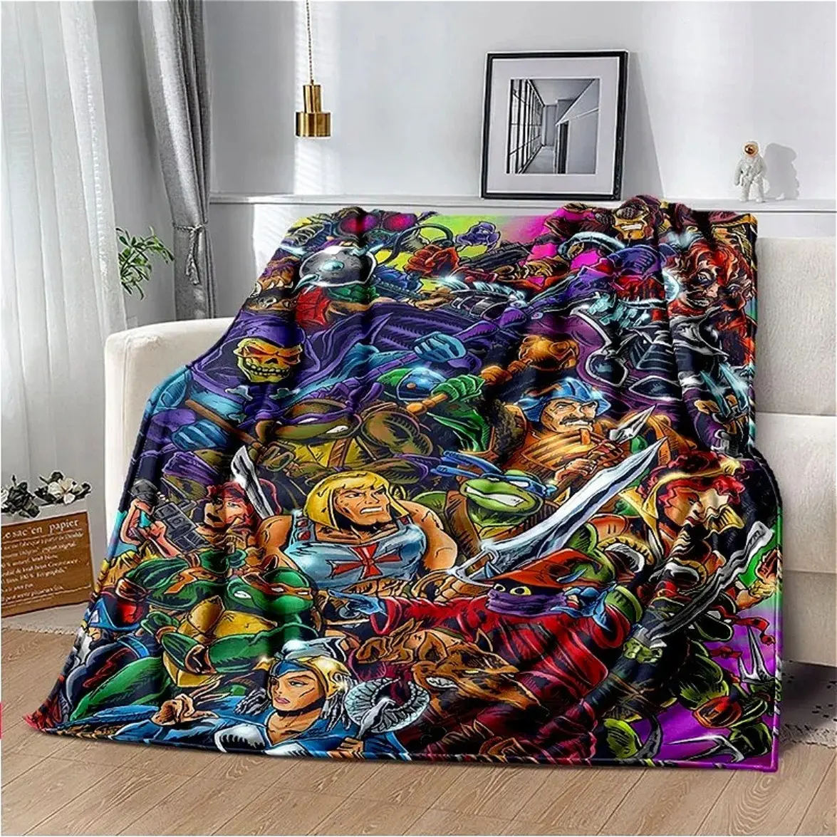 Masters of The Universe He-Man Retro Cartoon Flannel Blanket, Soft Blankets for Living Room Sofa, Bedroom Use