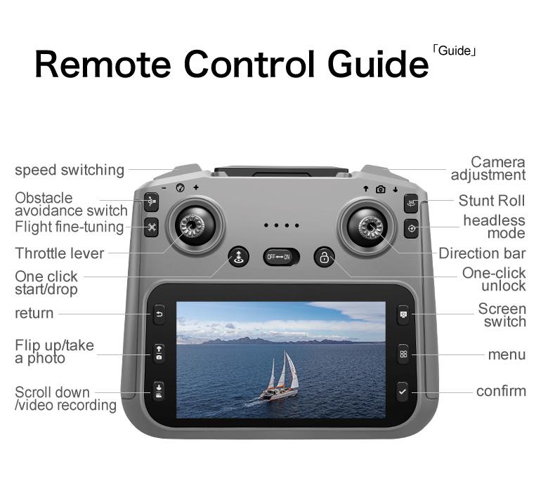 Drone MAX Upgraded 8K Dual-Camera Drone with Obstacle Avoidance, Brushless Motor, Dual Batteries, 5.6" HD Screen Remote, Foldable Design, Night Flight Ready for Adults & Beginners