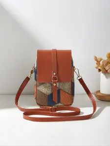 Vertical Floral Pattern Phone Bag Crossbody Bag, Stylish and Functional, Perfect for Daily Use, Trendy Accessory for Women and Men