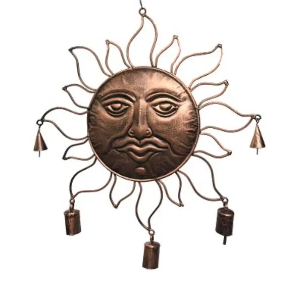 Metrotex Designs 62123 Sun Face Bell Wind Chime, Copper Patina