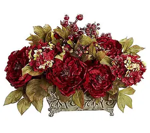 Peony & Hydrangea Flower Arrangement by NearlyNatural