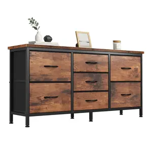 Dresser with 7 Fabric Drawers, 47 Inch Dresser TV Stand for 43, 50, 55 Inch TV, Metal Frame, for Bedroom, Clothing
