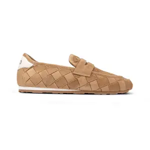 Women’s Genuine Leather Sheepskin Woven Loafers Slip-On Casual Moccasin Style Comfortable Lightweight Shoes