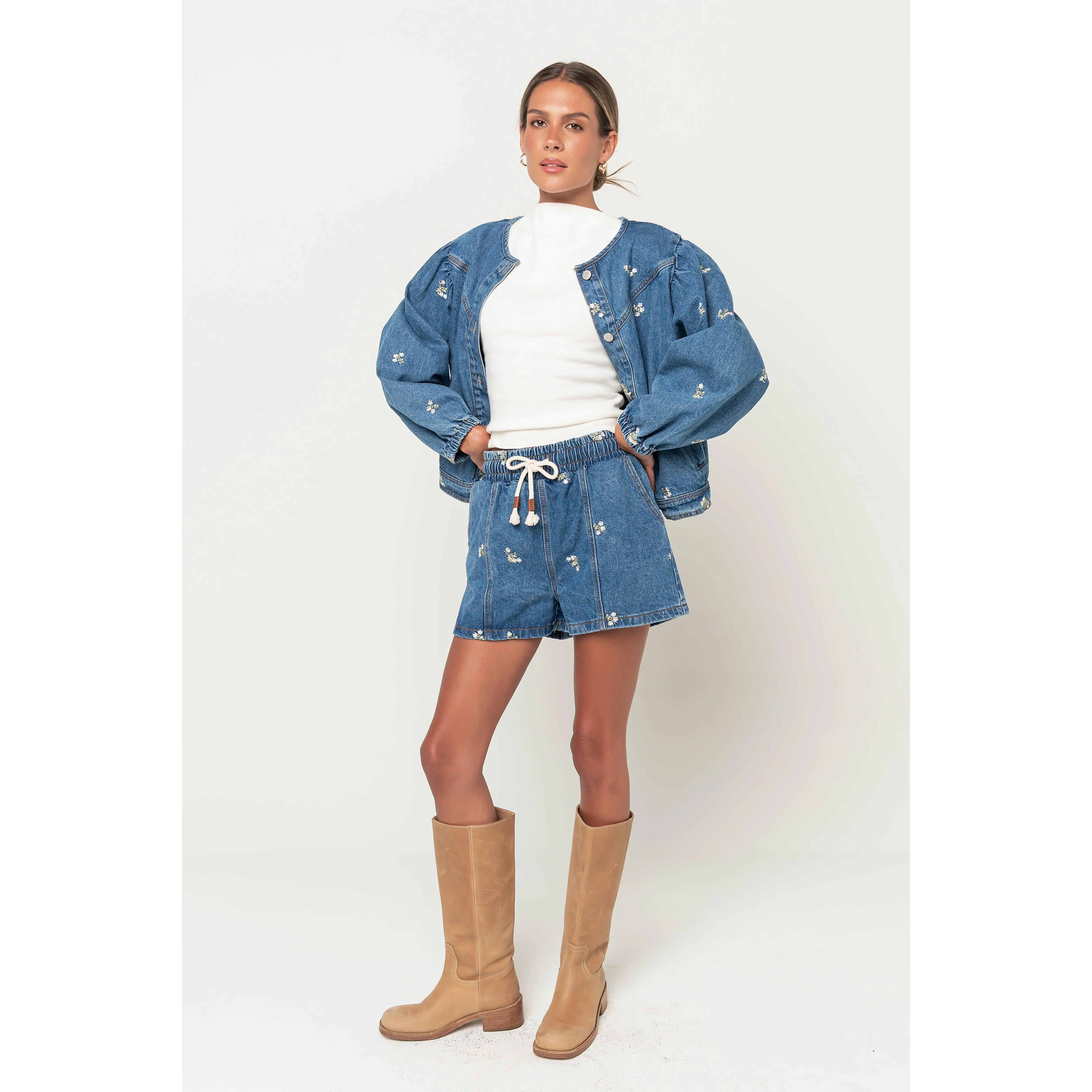 Women's Rachel Embroidered Jacket, Casual Chic Outerwear, Loose Easy Fit