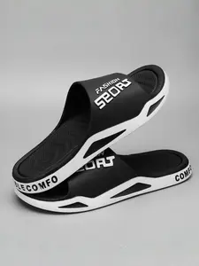 Men's Letter Print Comfortable Non-slip Slides, Casual Soft Comfortable Home Slippers, Beach Sandals for Indoor & Outdoor Wear, Anti Slip Slippers