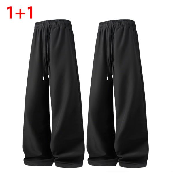 2PACK Men's Oversized Wide Leg Pants  Trendy Drawstring Casual Trousers, Comfy Summer Streetwear & Lounge Pants