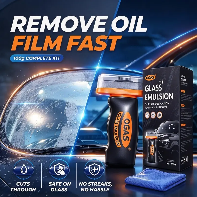 Windshield Oil Film Eraser Wand Pro Kit - All-in-1 Car Cleaning Kit, Quick & Effective Car Glass Oil Film Remover, Effortless Oil Film Removal, Glass Decontamination Without Traces, Handheld Window Oil Film Cleaning Cream, Glass Cleaner For Car