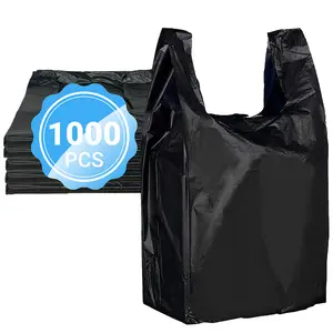 Black T-Shirt Bags – 11.5"x6.5"x22" – 1000 Count – Durable & Convenient for Retail & Packaging