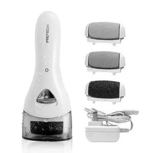 PRITECH 360 Degree Customized USB Rechargeable Professional Electric Pedicure Foot File Callus Remover Machine With Led Light Manicure Nail Cutics Nail Art White Nail Nail