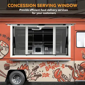 Garvee High-quality Aluminum RV Concession Serving Window – 4 Sliding Screen Panels, Awning Door & Drag Hook, Easy Install, For Food Trucks, RVs, Available Sizes: 48 x 36 inch, 60 x 36 inch