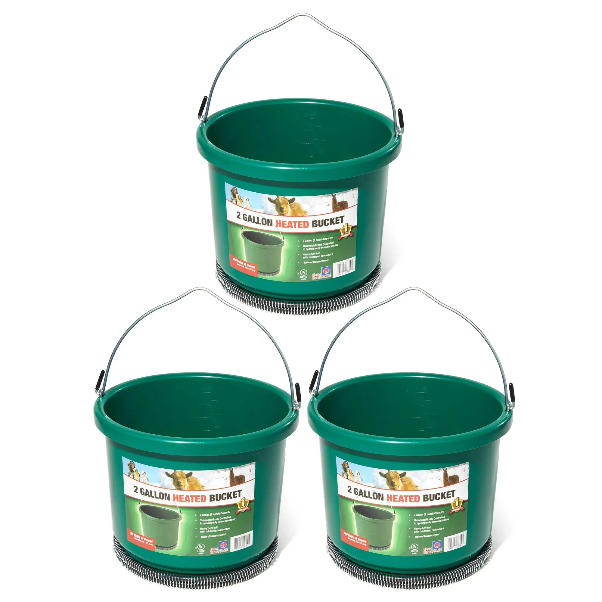 Farm Innovators Model Oversized 2 Gallon Plastic Heated Bucket, 60 Watt (3 Pack) Farm Innovators Model Oversized 2 Gallon Plastic Heated Bucket, 60 Watt (3 Pack)
