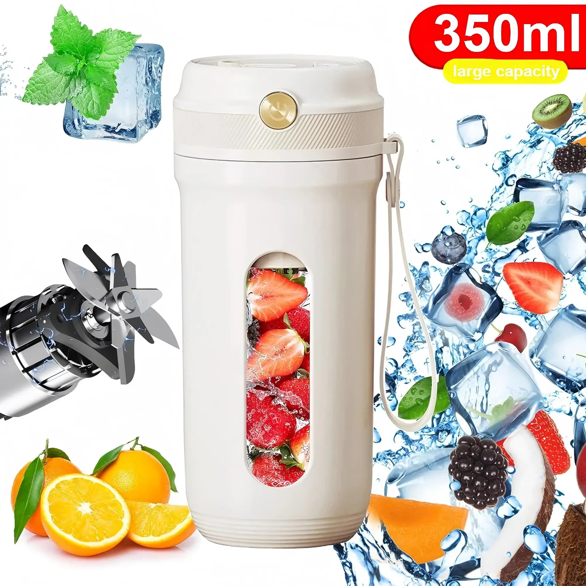 Portable Blender, 350ml Personal Size Blender for Shakes and Smoothies, Waterproof Kitchen/Home/Travel, for Mother's Day Gift