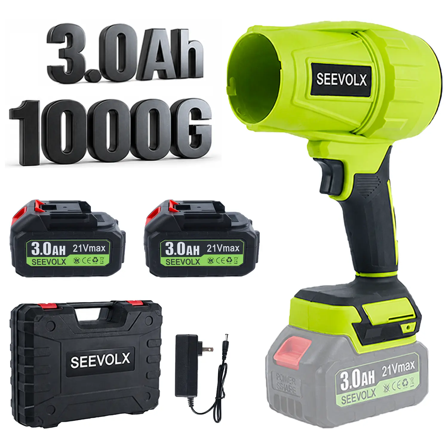 SEEVOLX 21V Max Turbo Jet Blower,Leaf Blower, Violent Turbo Fan, Pure Copper Motor,Car Drying After Wash, Handheld Snow Blower,Cordless Turbo Power Air Duster,Home Improve