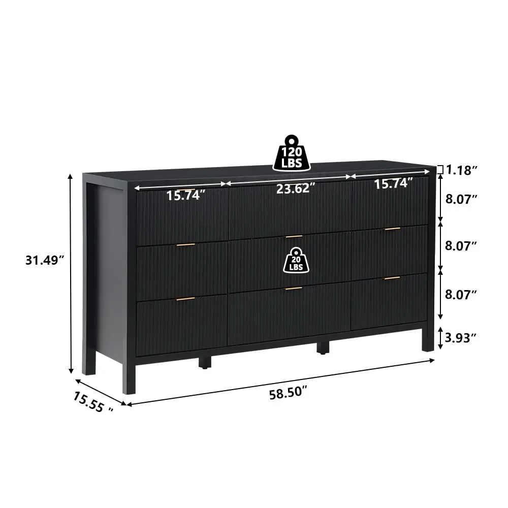 9 Drawer Black