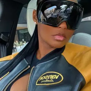 Y2K Oversized Wrap-Around Face Mask - Personalized Outdoor Frameless Beach Accessories for Women, Y2K Style Glasses Shades