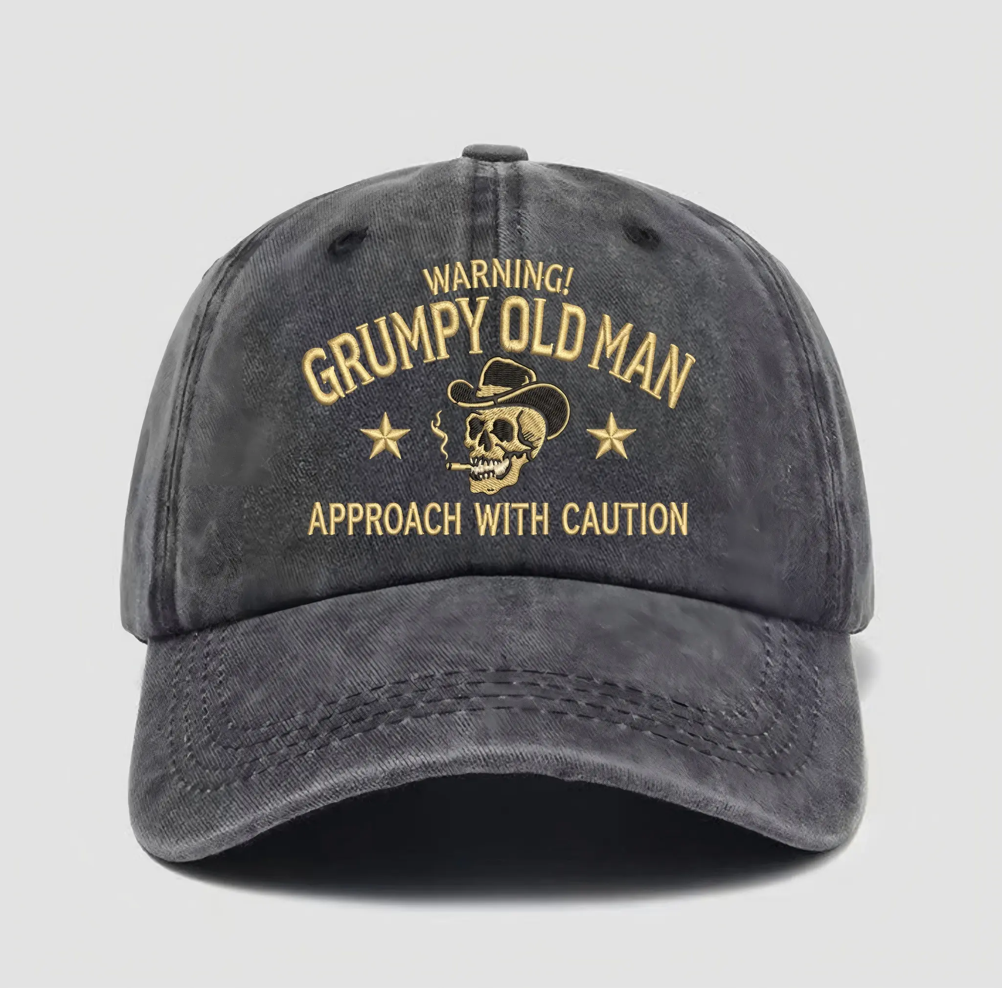 Men's Funny "Grumpy Old Man" Classic Baseball Cap - Vintage Washed Cotton Casual Hat with Printed Skull, Gifts for Dad & Boyfriend, Sports & Outdoor Accessory, Mens Hats, Funny Gifts For Dad