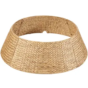 Best Choice Products 42in Woven Hyacinth Christmas Tree Collar, Tree Skirt Accessory w/ Cord Cut-Out