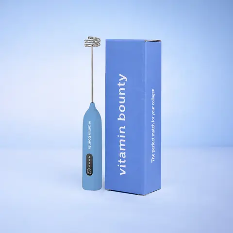 Handheld Coffee Whisk Frother - 12V Cordless USB Rechargeable Battery Powered Travel-Light Mixer, Efficient Blending Kitchen Tool for Hot/Cold Beverages, Clump-Free Silky Texture for On-the-Go Collagen Users