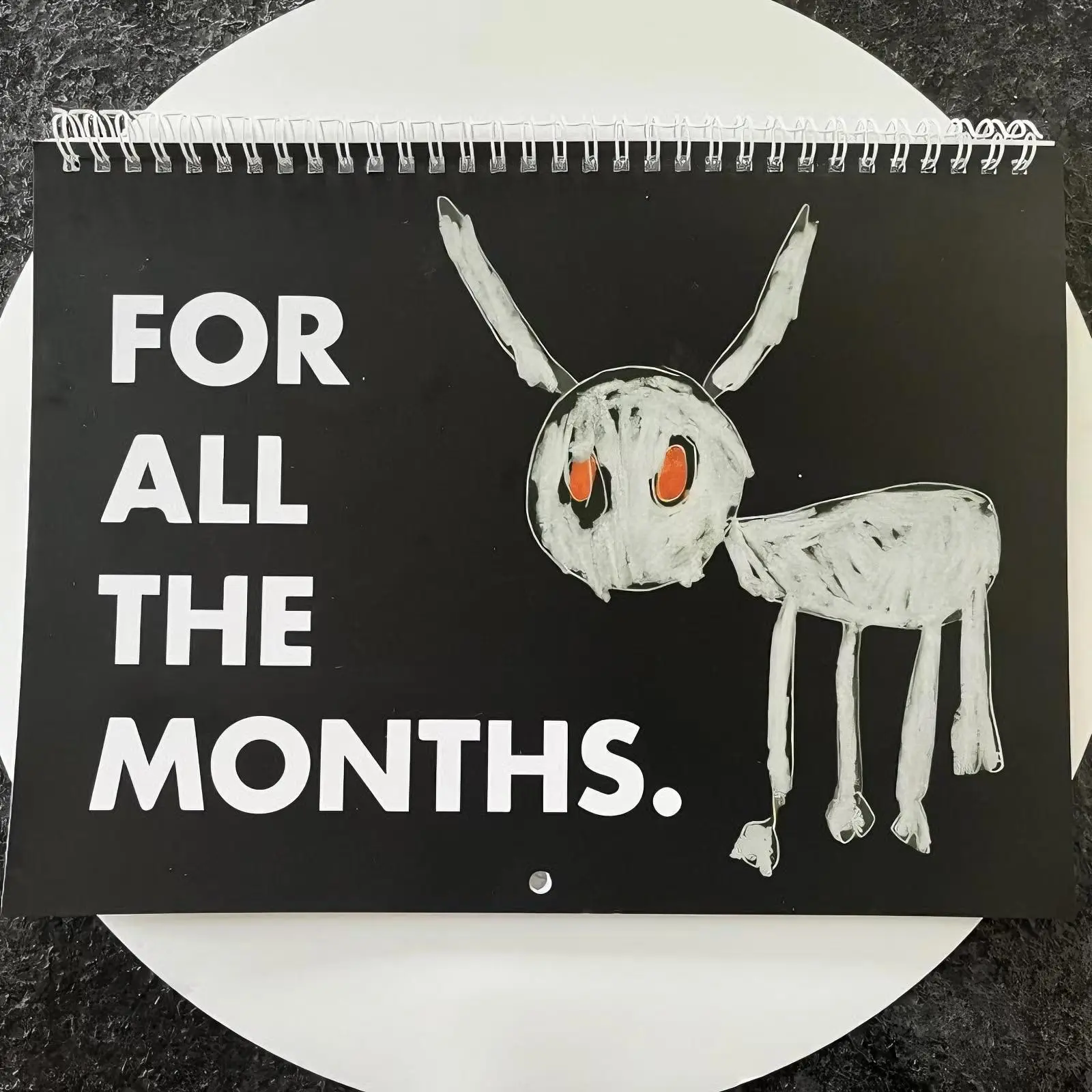2026 OVO Edition Drake Themed Wall Calendar for Drake Fans, Minimalist Black Cover, Weirdcore Art, Carabiner Hook, AllThe Dogs Inspired New Year Gift (Office Stationery), Calendar Use