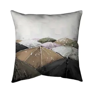 360 Stand 5541-1616-MI2-1 16x16 in. Spring Showers Pink Pillow - Polyester Fill, Rain Motif, Soft Texture, Soft Cushions, Cozy Bedroom Home Decor Accent, Comfortable Standard Pillows, Decorative Cushion, Soft Touch Cushion