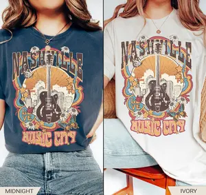 Comfort Colors Tennessee Western Shirt Country Music Nashville T-Shirt Women's All Seasons Cotton Polyester Blend Solid Color Tops Summer Fit