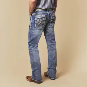 Men’s Western Blue Straight Fit Denim Jeans
