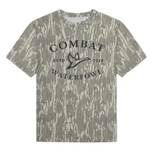 Combat Waterfowl Mossy Oak Camouflage Tee – Hunting Camo Shirt, Cotton Soft Stretch, Men's Casual Streetwear, Full Size S-5XL