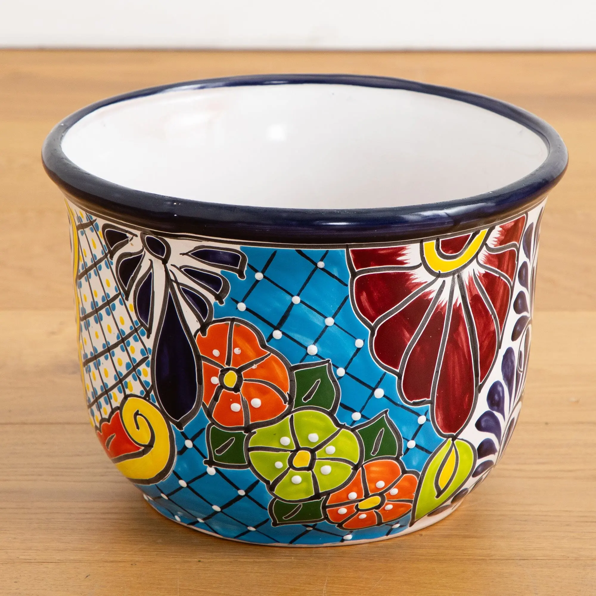 9x12.5 in Handmade Handpainted Painted Mexican Talavera Ceramic Planter Pot, Flower Planters for Indoor Use, Decorative Home Improvement Garden Accent