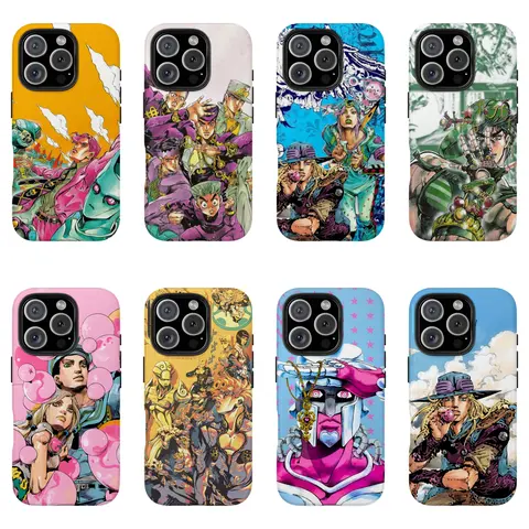 "JoJo's Bizarre Adventure" Anime-Themed Polycarbonate Hard Film Cellphone Casing, Protective Phone Accessory for iPhone 13-17 Series Including iPhone 16, Fan-Targeted Protection Accessory