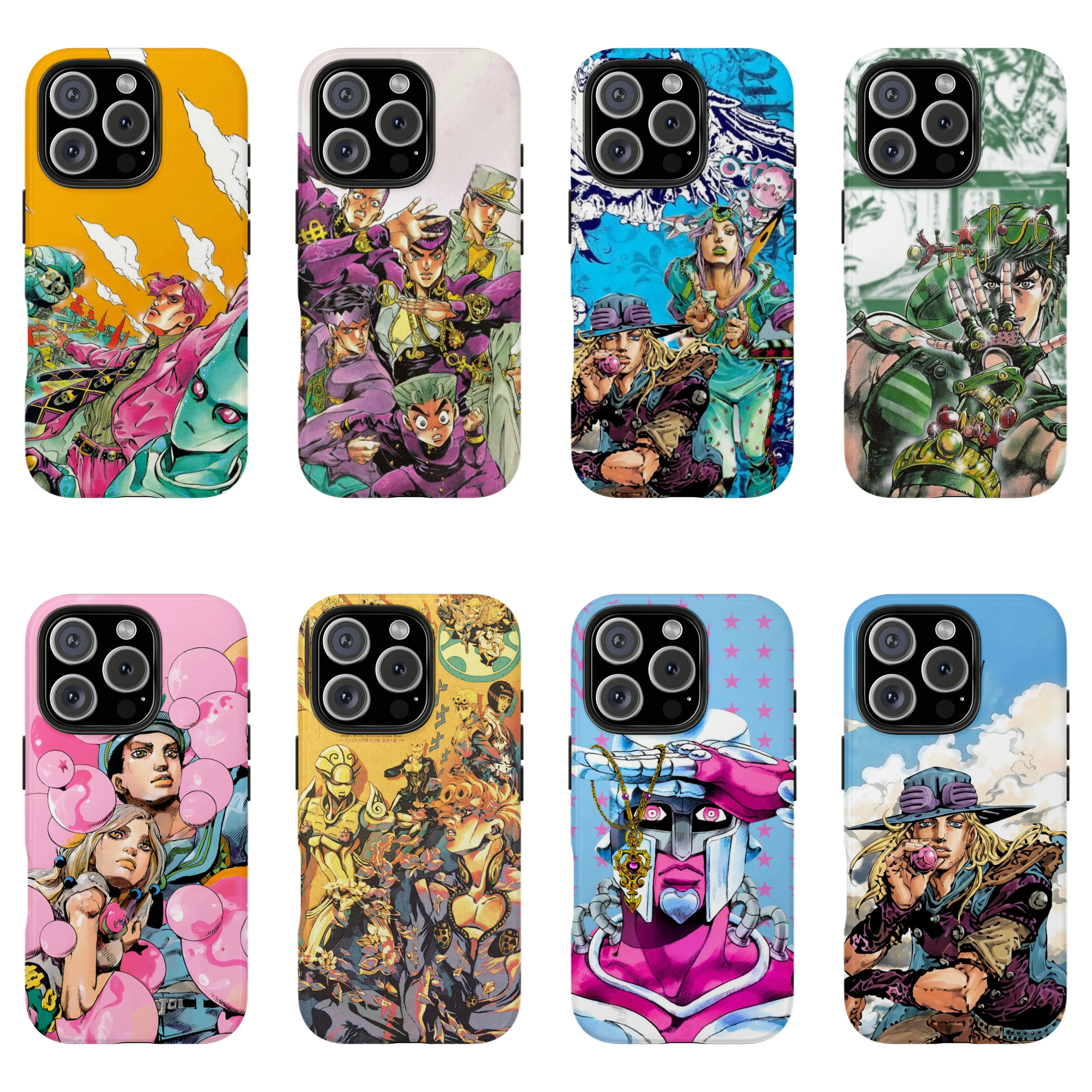 "JoJo's Bizarre Adventure" Anime-Themed Hard PC Film Smartphone Case - Protective Cover for iPhone 13/14/15/16/17 Series, Handheld Cellphone Devices Protection for Fans, Accessories