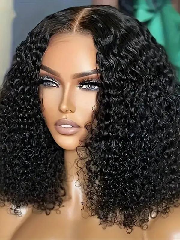Deep Wave Bob Wigs Natural Color 220% Density 13x4 Lace Front Human Hair Wigs Brazilian Lace Closure Frontal Short Bob Wig Short Curly Brazilian Hair Wig Real Human Hair Deep Wavy Wigs