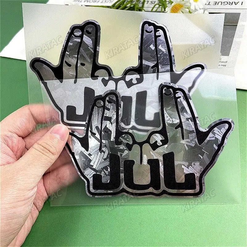 1pc Funny JUL Finger Motorcycle Sticker Waterproof Vinyl Decal for Motorbike Helmet Scooter Fuel Tank & Fairing