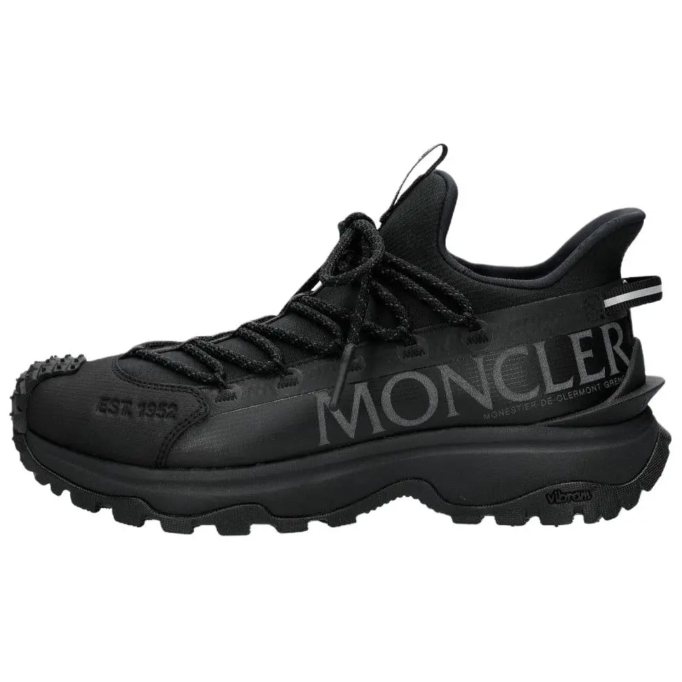Women's Moncler Chunky Lace-Up Low-Top Lightweight Casual Mesh Fabric Round Toe Sneakers - Black, Maison Mihara Verifiable with Credentials for Global Authentication, Lightweight Casual Sneakers, Mesh Fabric Sneakers