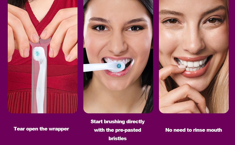 Convenient disposable toothbrush for outdoor travel, including a set of 48, made of medical grade silicone material to protect dental health, without damaging enamel, freshening breath, and a must-have for outdoor/travel/family use Teeth