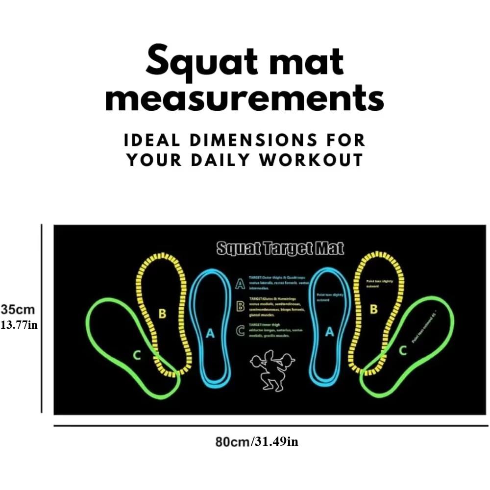 Foot positioning markers aid in precise positioning the non slip durable squat mat provides a comfortable and stable training experience suitable for home and outdoor use