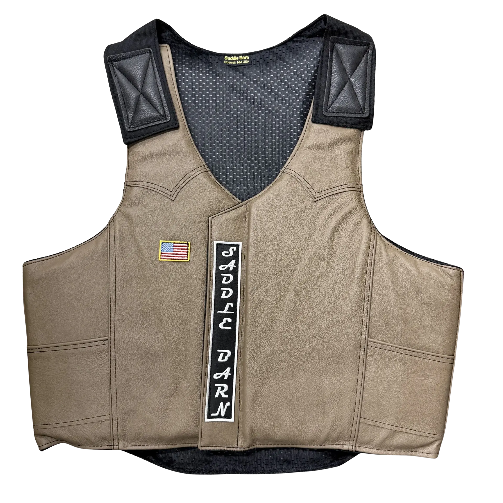 Saddle Barn Leather/Cordura Protective Adult Bull Riding Vest