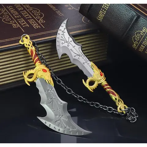 Chaos Blade Keychains & Leviathan Axe Keychains – Handcrafted in Zinc Alloy & Enamel – A Great Gift for Men & Teens