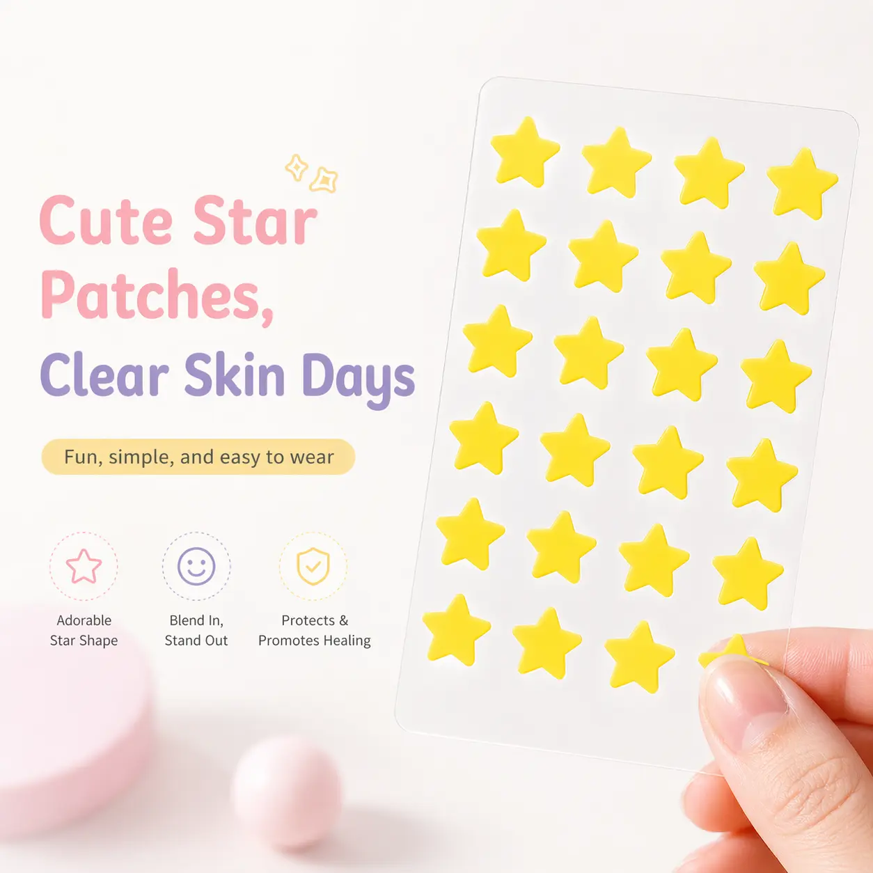 Hydrocolloid Pimple Patches for Face, Star Shaped Acne Cover Patches, Cute Zit & Blemish Spot Stickers, Absorbing Oil & Fluid, Invisib Acne Treatments le Day & Overnight Skin Care Acne Management Acne Solutions