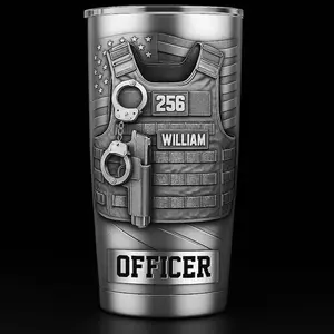 Personalized Police Officer Tumbler, Custom Name & Badge Number Cup, Law Enforcement Gift, Thin Blue Line Mug, Police Academy Gift Idea